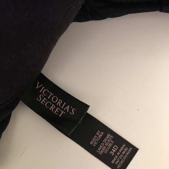 Victoria's Secret Body by Victoria Lined Demi Lacy Bra Black 34D - Picture 3 of 5